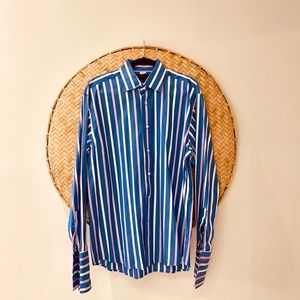 Duchamp blue/pink striped dress shirt.